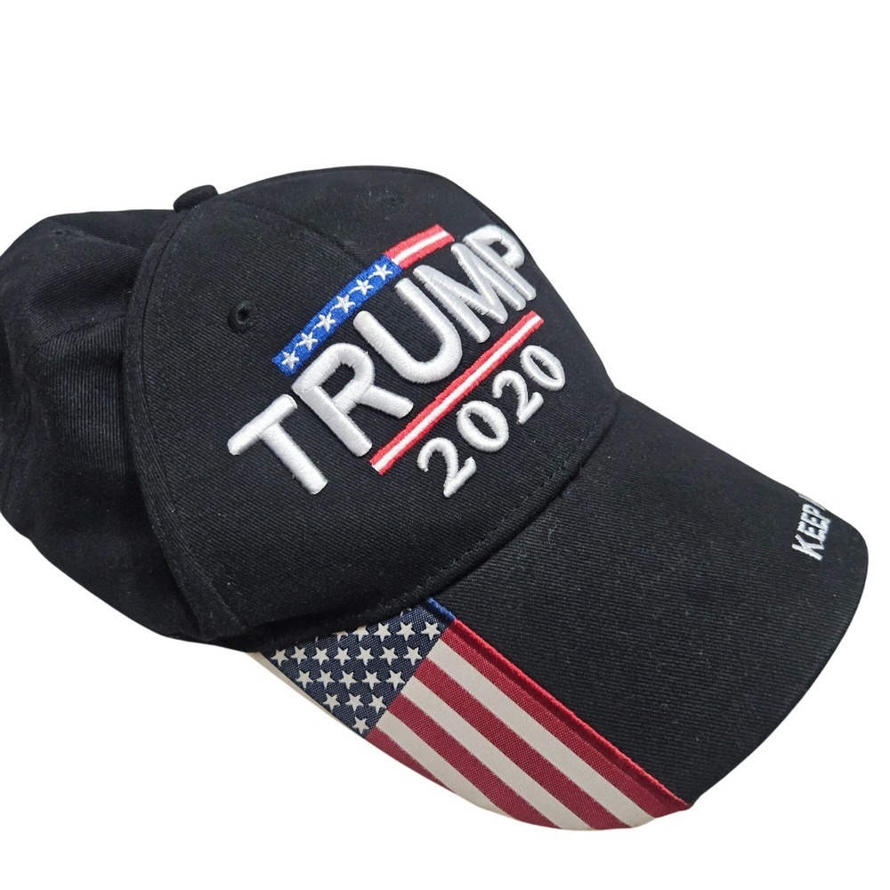 Trump 2020 "Keep America Great" Embroidered Baseball Cap With USA Flag Black...
